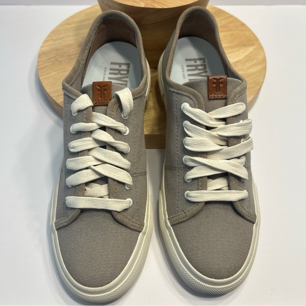 FRYE Men's US 9M Gia Canvas Low Top Sneaker in Grey Lace Up Shoe - Picture 5 of 8